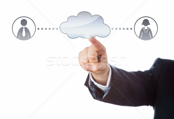 Connecting With Two Office Workers Via The Cloud Stock photo © leowolfert