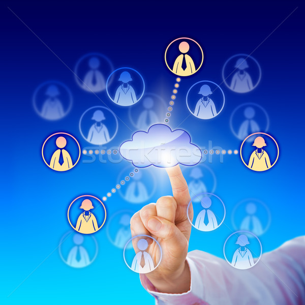 Contacting Female And Male Professionals Via Cloud Stock photo © leowolfert