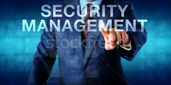 Manager Pressing SECURITY MANAGEMENT Onscreen Stock photo © leowolfert