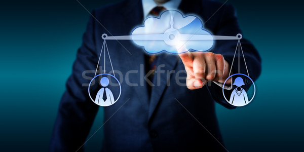 Manager Equating Female And Male Worker Via Cloud Stock photo © leowolfert