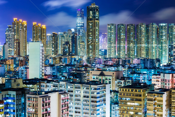 Woon- gebouw Hong Kong nacht Stockfoto © leungchopan