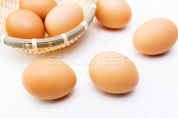 Brown egg over linen background Stock photo © leungchopan