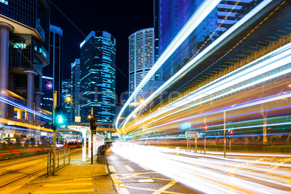 Hong Kong with traffic trail Stock photo © leungchopan