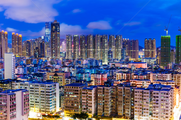 Residential district in city at night Stock photo © leungchopan