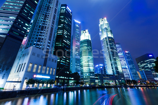 Stockfoto: Singapore · nacht · gebouw · skyline · dak · asia