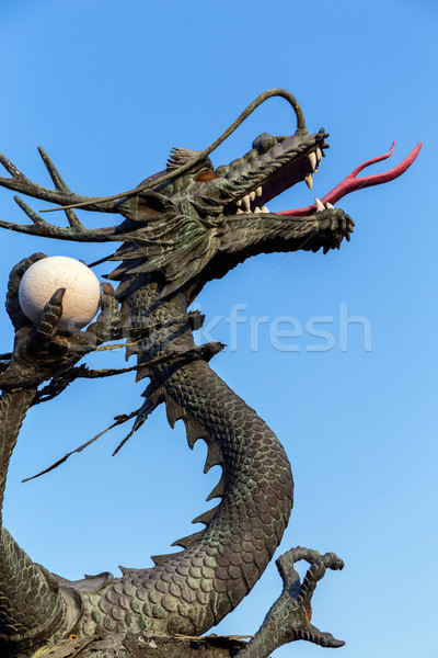 Dragon statua cielo blu pregare asian gara Foto d'archivio © leungchopan