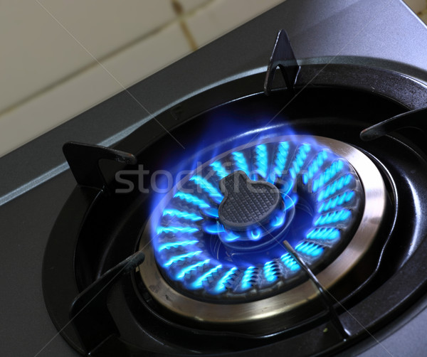 Benzin kék láng absztrakt konyha fekete Stock fotó © leungchopan