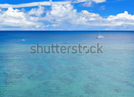 Schönen Seenlandschaft blauer Himmel Wolke Wasser blau Stock foto © leungchopan