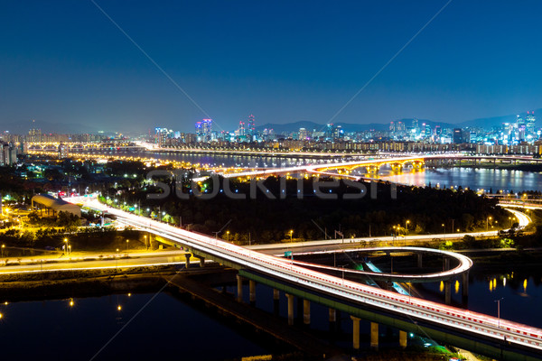 Foto d'archivio: Seoul · skyline · notte · cielo · acqua · città