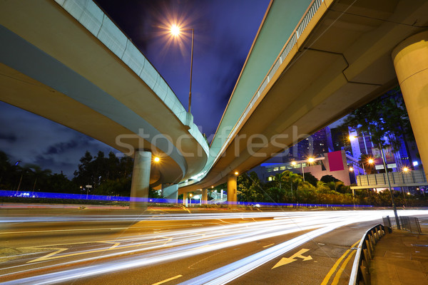 Verkeer City Night business licht straat brug Stockfoto © leungchopan
