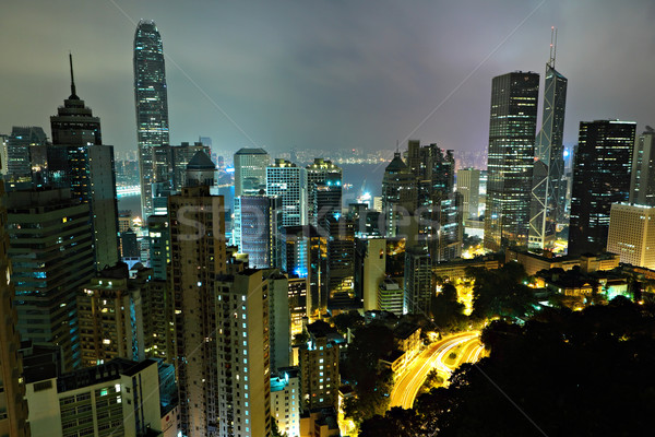 Noche vista Hong Kong negocios cielo luz Foto stock © leungchopan