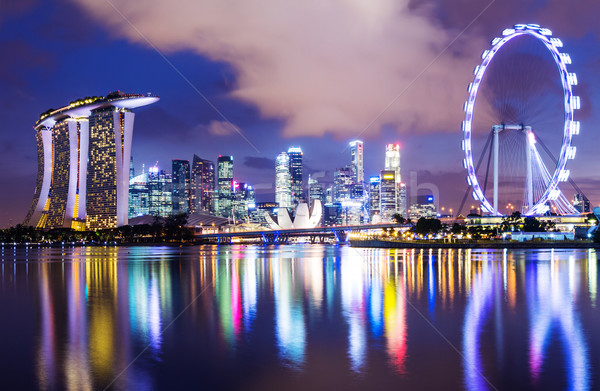 Сток-фото: Сингапур · Skyline · бизнеса · небе · воды · здании