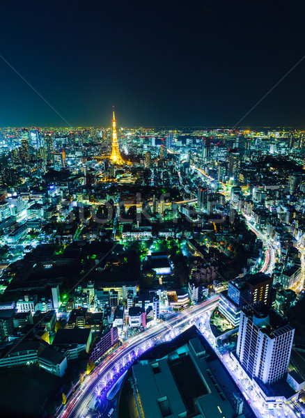 Stockfoto: Tokio · skyline · nacht · business · home · corporate