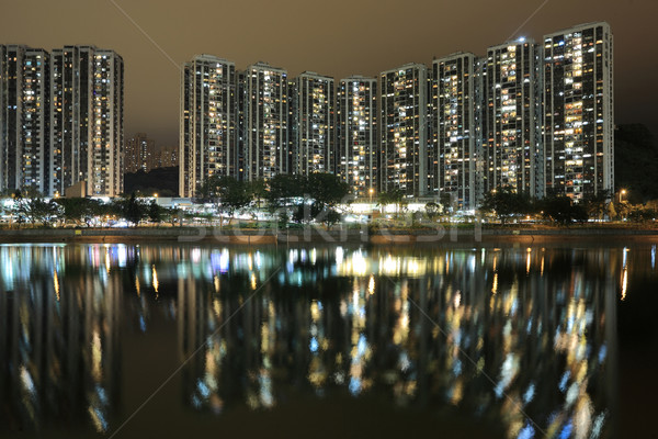 Hong Kong noite grama edifício rua casa Foto stock © leungchopan