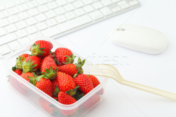 Stockfoto: Gezonde · lunch · vak · werken · bureau · laptop