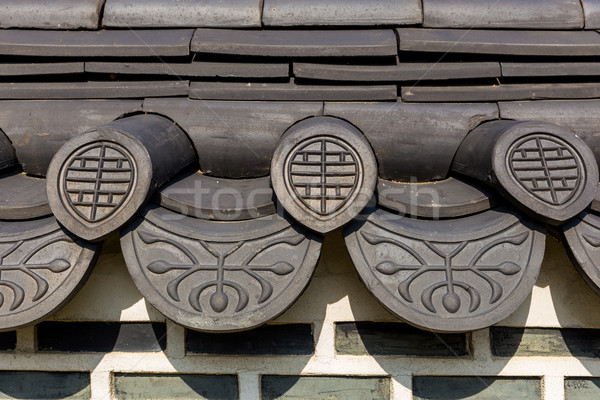 Roof eave of traditional building in Korea Stock photo © leungchopan