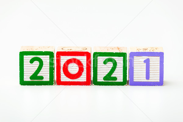 Stock photo: Wooden block for year 2021