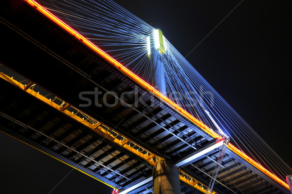 Hong Kong nacht brug business gebouw stad Stockfoto © leungchopan