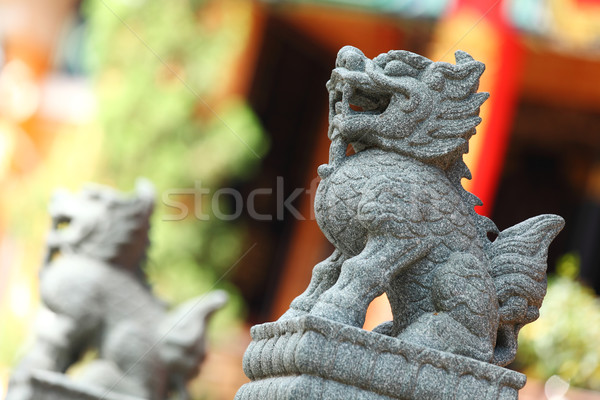 Stok fotoğraf: Çin · aslan · heykel · seyahat · mimari · güç