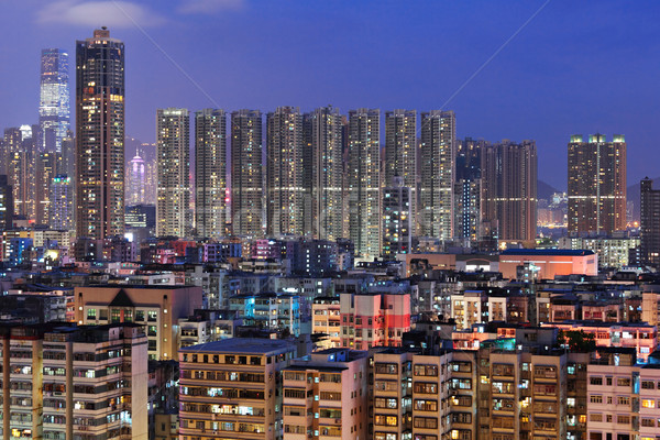 Гонконг переполненный зданий ночь служба здании Сток-фото © leungchopan