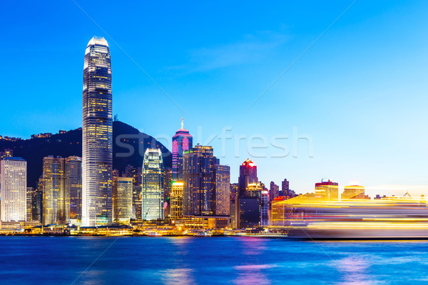 Hongkong Skyline Nacht Business Büro Gebäude Stock foto © leungchopan