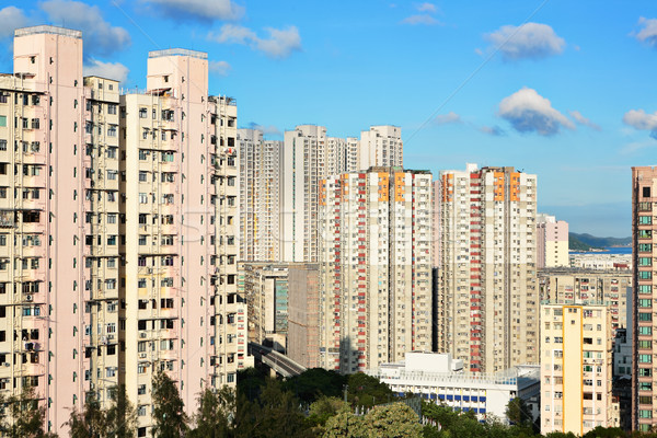 Hongkong zatłoczony budynku miasta ściany domu Zdjęcia stock © leungchopan