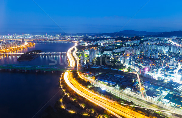 Seul noite da cidade ponte viajar edifícios urbano Foto stock © leungchopan