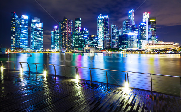 Zdjęcia stock: Singapur · Night · City · niebo · wody · budynku · miasta