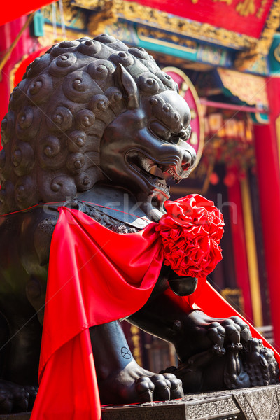 Lion statue in Chinese temple  Stock photo © leungchopan