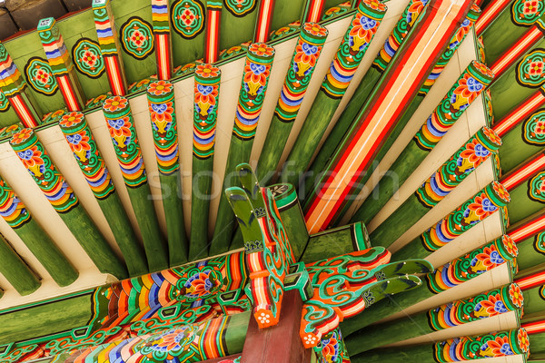 Traditional korean paintwork on wooden buildings Stock photo © leungchopan