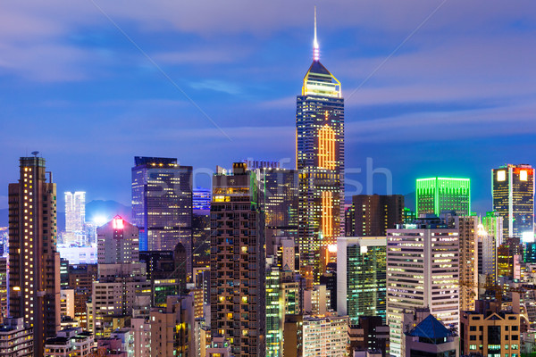 Hong Kong paisaje urbano noche ciudad casa horizonte Foto stock © leungchopan