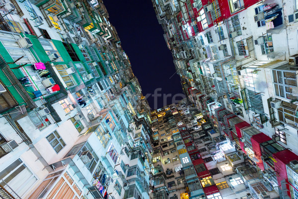 Hong Kong packed buildings at night Stock photo © leungchopan
