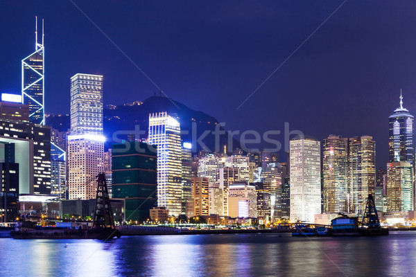 Hong Kong horizonte noche oficina ciudad financieros Foto stock © leungchopan