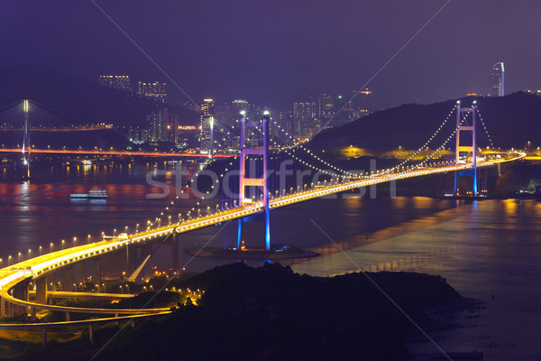 Tsing Ma Bridge in Hong Kong at night Stock photo © leungchopan