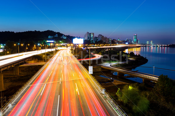Cityscape Seoul notte strada autostrada skyline Foto d'archivio © leungchopan