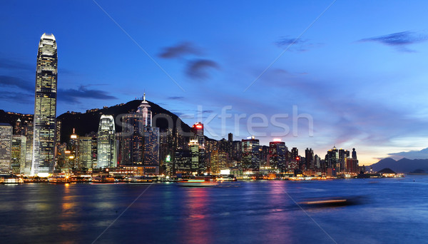 Hong Kong skyline nacht business hemel gebouw Stockfoto © leungchopan