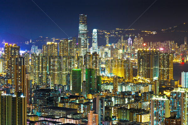 Zatłoczony centrum budynku Hongkong miasta zielone Zdjęcia stock © leungchopan