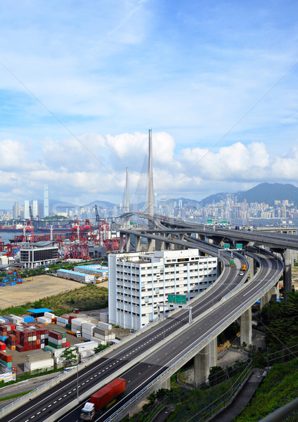 Köprü konteyner Hong Kong gökyüzü para Bina Stok fotoğraf © leungchopan