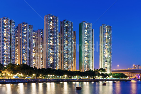 Woon- gebouw Hong Kong water zee skyline Stockfoto © leungchopan