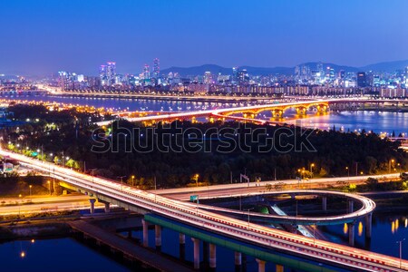 Autostrada Seoul città acqua strada notte Foto d'archivio © leungchopan