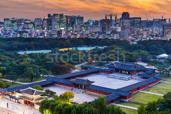 Storico palazzo Seoul città costruzione tramonto Foto d'archivio © leungchopan