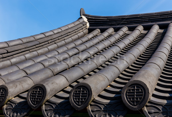 Traditional korean architecture roof eaves Stock photo © leungchopan