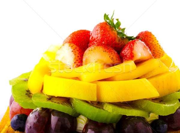 Pastel de frutas aislado blanco torta de uva postre Foto stock © leungchopan
