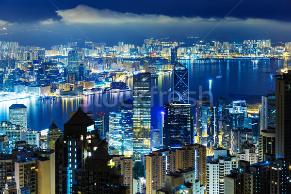 Hongkong Stadt Nacht Business Büro Gebäude Stock foto © leungchopan