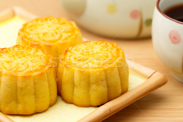 Chinese Mooncake and tea Stock photo © leungchopan