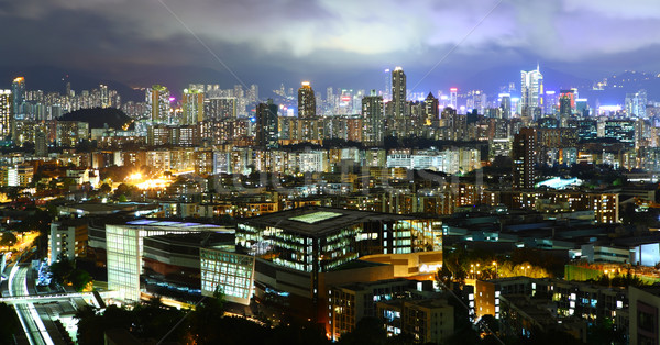 Hong Kong lleno de gente edificios noche negocios oficina Foto stock © leungchopan