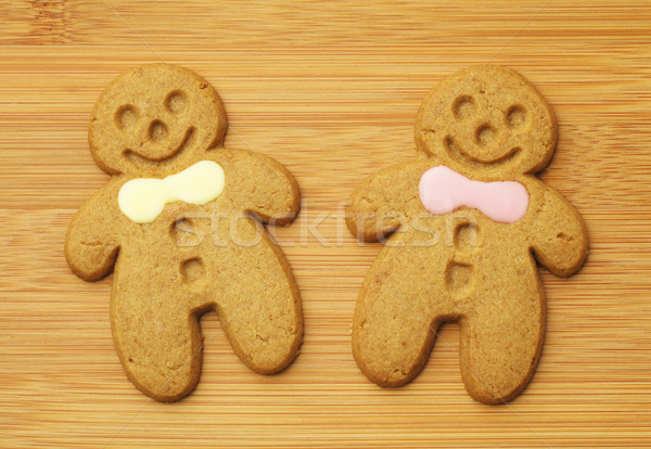 Stok fotoğraf: Gingerbread · man · ahşap · gıda · adam · tablo · kış