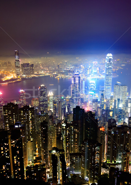 Hongkong Cityscape noc działalności niebo biuro Zdjęcia stock © leungchopan