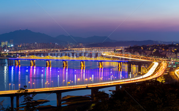 Fiume ponte Seoul skyline architettura Asia Foto d'archivio © leungchopan