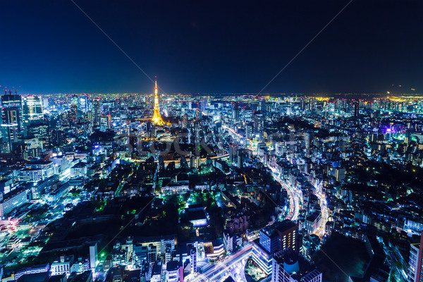 Tokyo Giappone notte città blu edifici Foto d'archivio © leungchopan